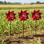 éolienne décorative rouge blanche glitter moderne oiseau répulsif jardin extérieur bleu fleuri