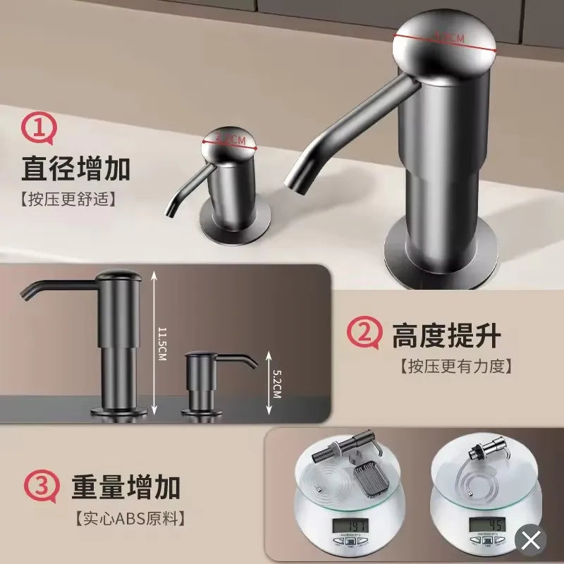 distributeur savon liquide noir mat moderne fixation bouteille savon grille minimaliste cuisine évier