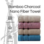 serviettes faciales absorbantes fibres bambou bleu violet beige rayures horizontales moderne