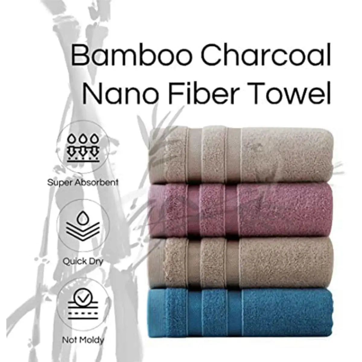 serviettes faciales absorbantes fibres bambou bleu violet beige rayures horizontales moderne