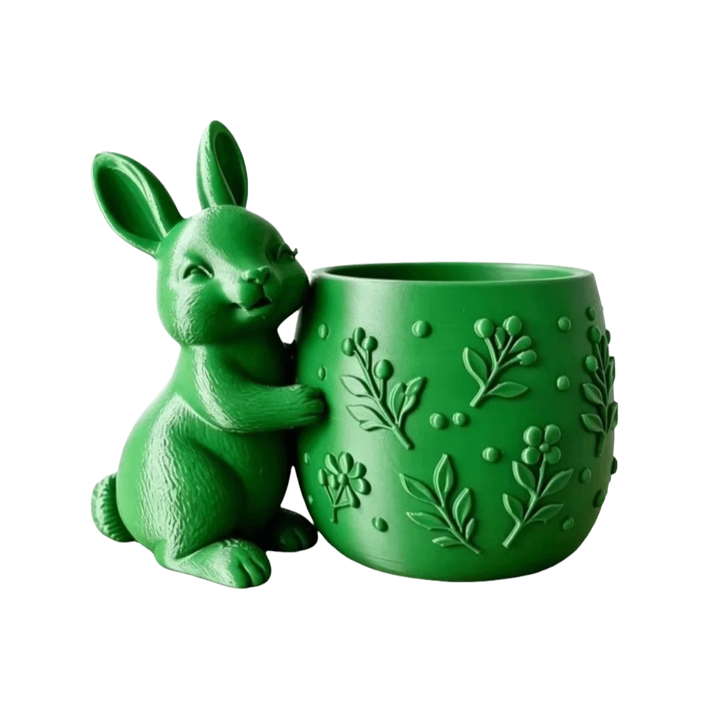 cache pot forme lapin motif végétal blanc vert rose décoration intérieur pâques animalier sculpté