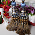 pompons rideau élégants franges couleurs bleu noir doré rayures polyester decoration maison