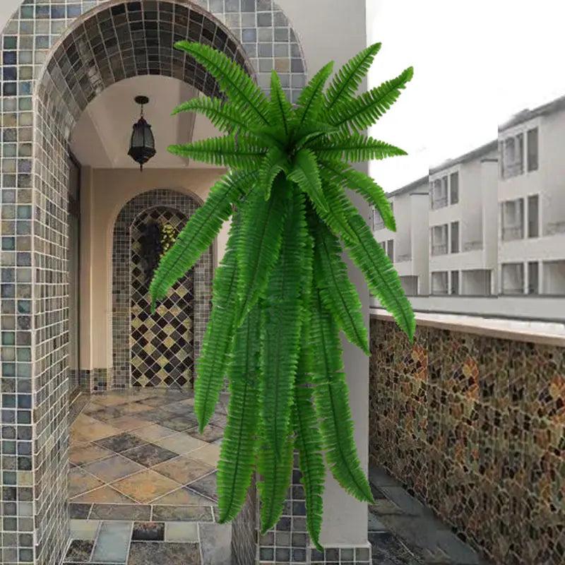plantes artificielles fougère vert soie décoration extérieure intérieure tropicale accrochées mur salon jardin