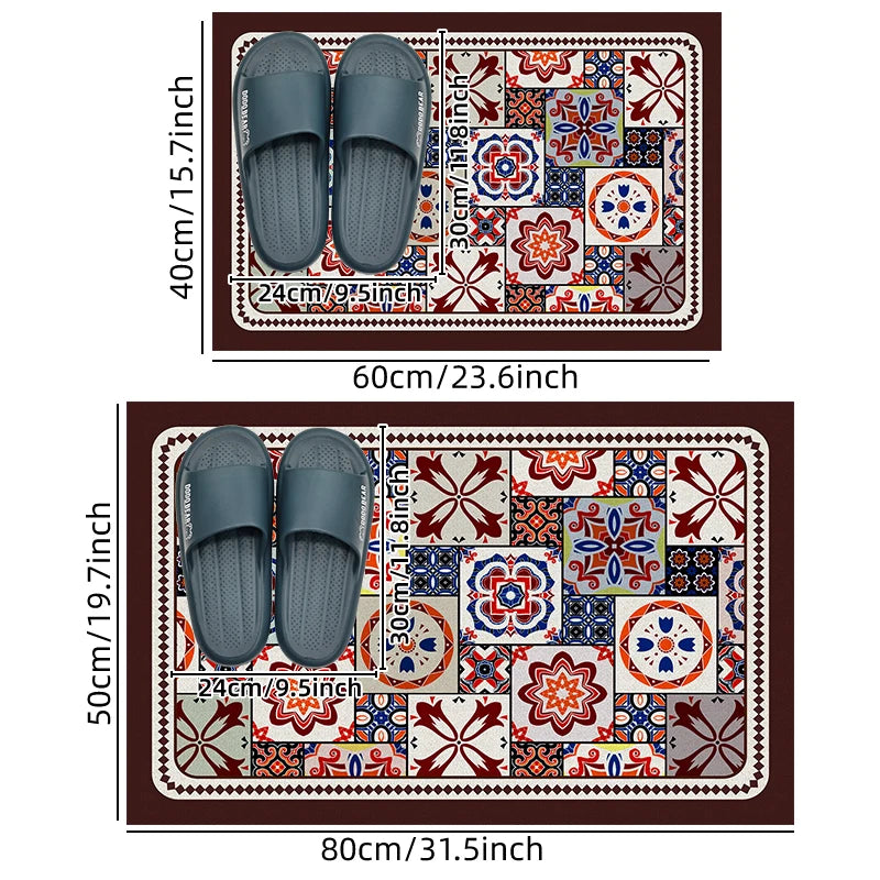 tapis sol multicolore patchwork moderne motifs géométriques floraux salle bain lavable machine absorbant