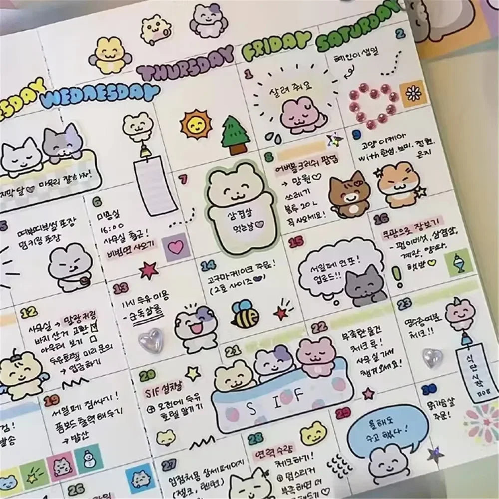 ruban adhésif kawaii dessins animés jaune rose bleu blanc mignon chiens chats personnages