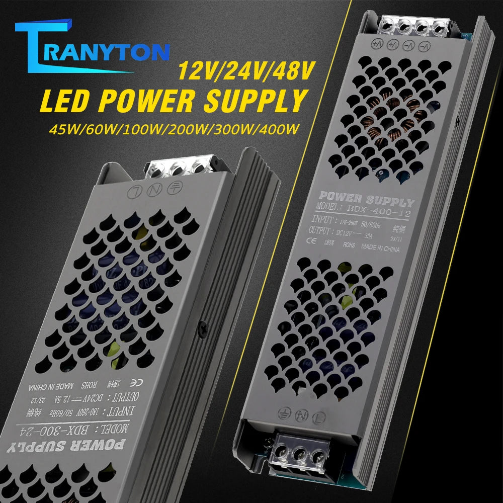 alimentation led transformateur 12v 24v 48v 100w 180w 200w efficace silencieux moderne