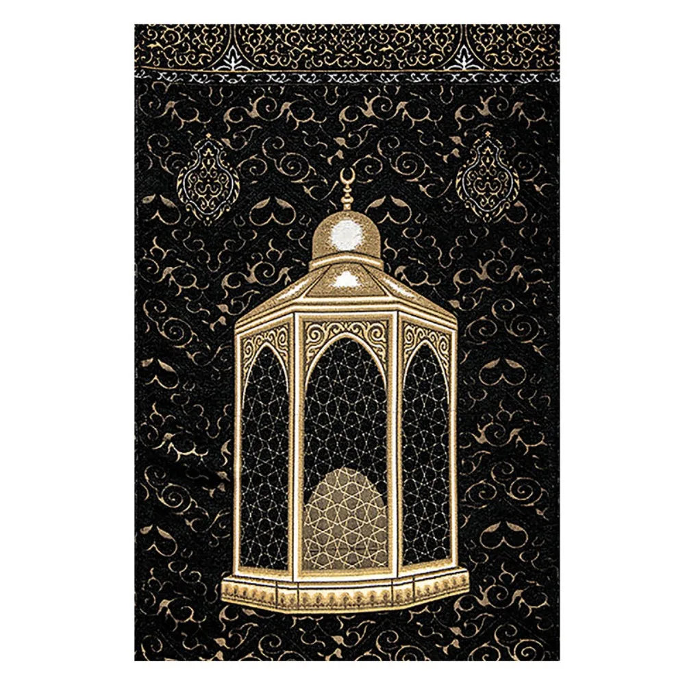 tapis prière islamique ornements géométriques motifs floraux calligraphie arabe polyester antidérapant voyage intérieur