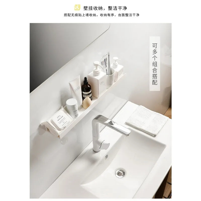 étagères murales adhésives extensibles blanches modernes économisant l’espace cuisine salle bain PVC seule plaque