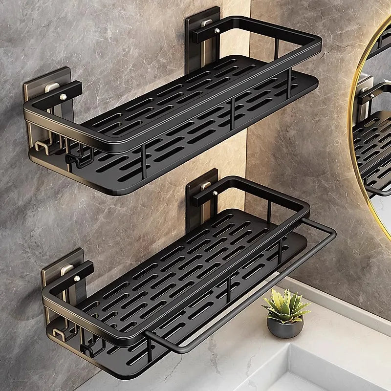 étagère murale contemporaine noire mat ventilée fixations vis imperméable double niveau