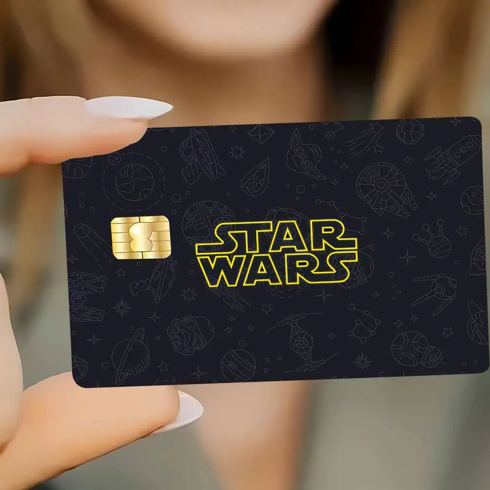 autocollants carte bancaire star wars images films vert beige noir orange bleu blanc adhésifs