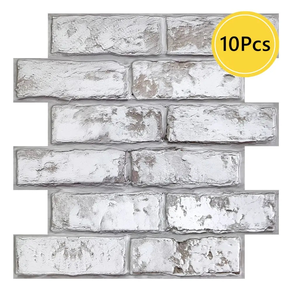 panneaux muraux decoratifs 3d imitant briques blanc gris modernes impermeables 10 pieces pvc adhhesifs
