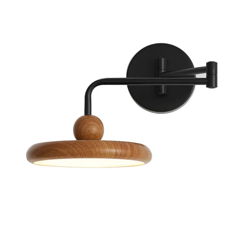 lampe murale moderne noire grain bois fixée chambre entrée étude cuisine