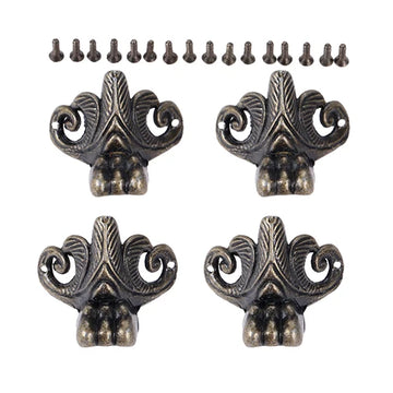supports d'angle décoratifs bronze vieillis volutes rustiques trous vis 34mm 31mm 27mm vintage meubles