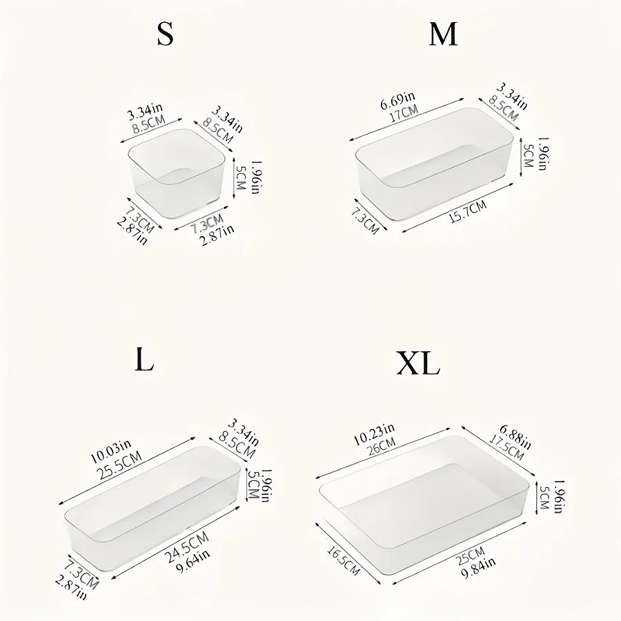 organiseur tiroir transparent moderne réutilisable plastique pet compartiments différents tailles xl