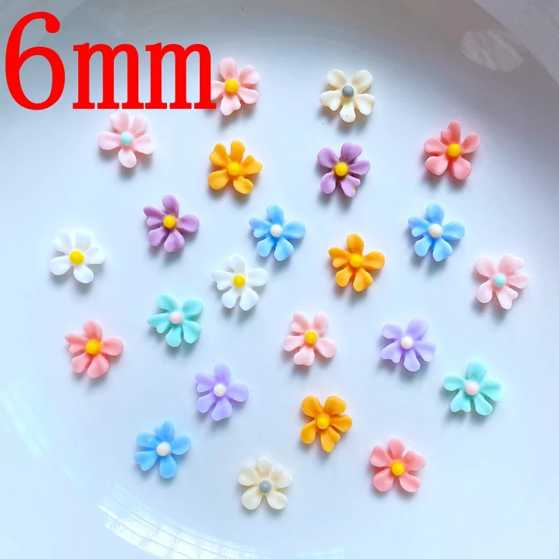 ornements résine fleurs colorées décoration bijoux accessoires coiffure enfantine simple 6mm