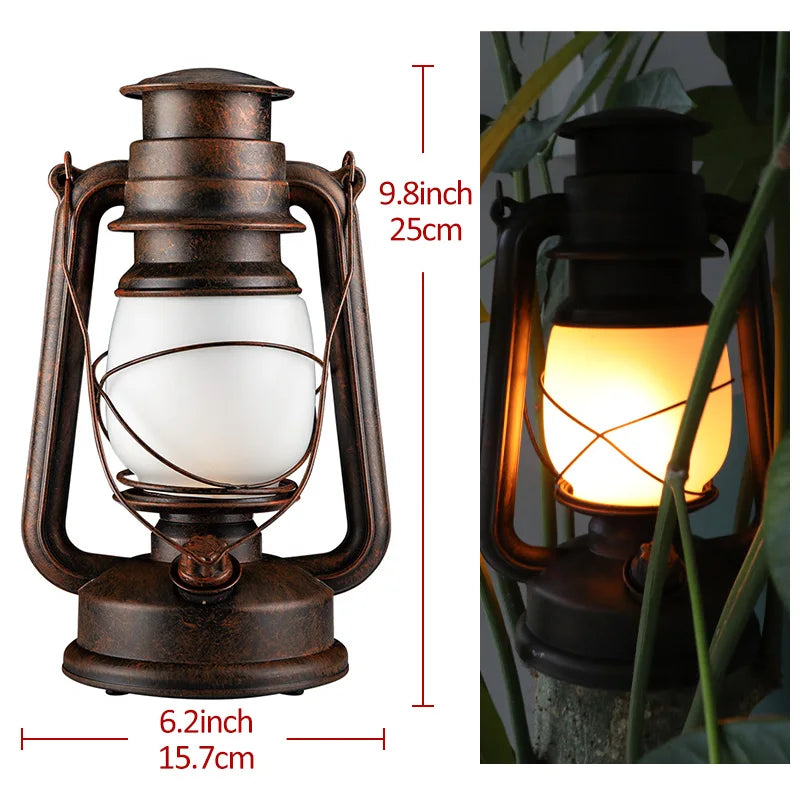 lanterne portable vintage bronze led effet flamme rechargeable télécommande bluetooth