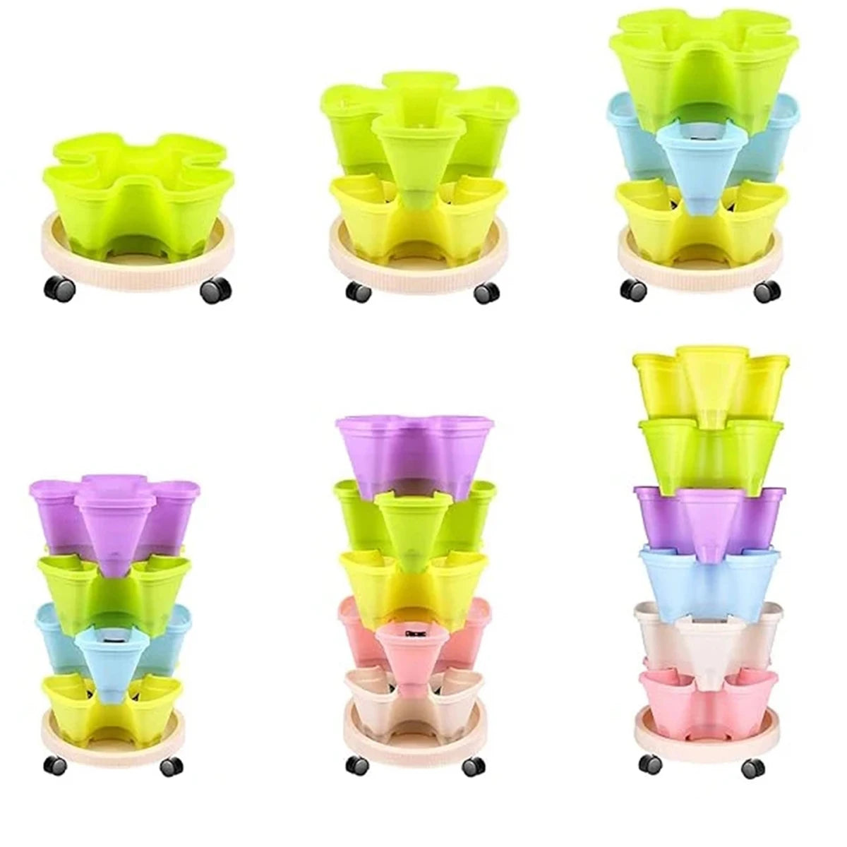 pot fleur empilable roulettes plateau base moderne plante jardin intérieur extérieur