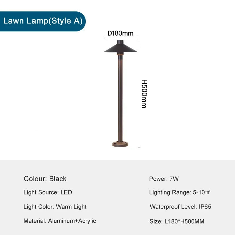 lampe extérieure moderne led noire étanche aluminium base fixation 500mm 690mm