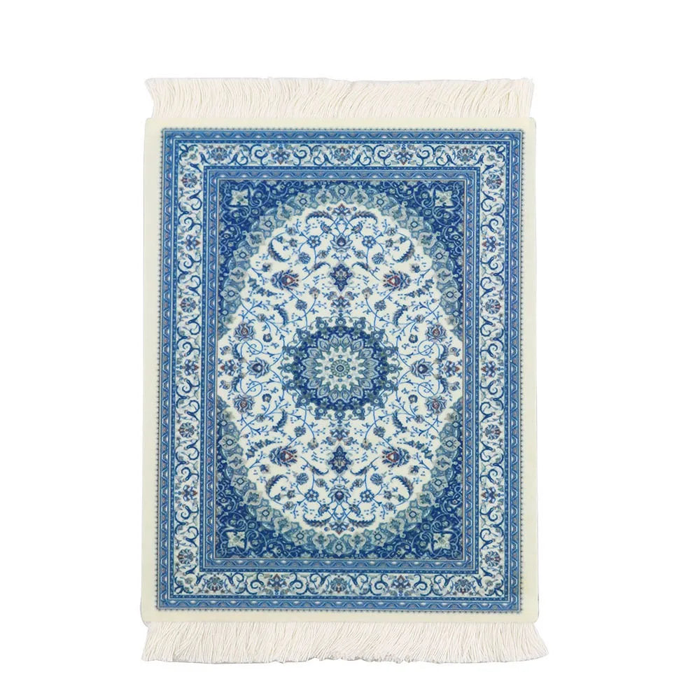 tapis souris non glissant ornements floraux rouge bleu beige dense traditionnel