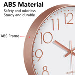horloge murale moderne quartz aiguille cadran blanc cadre doré numeros 3d relief 10 12