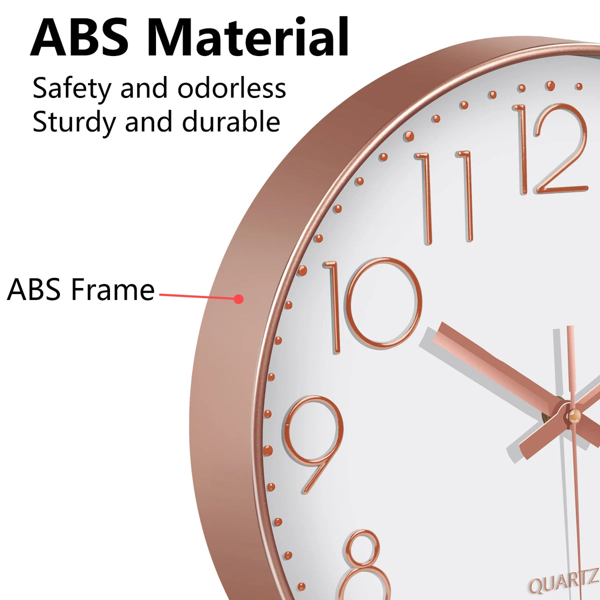 horloge murale moderne quartz aiguille cadran blanc cadre doré numeros 3d relief 10 12