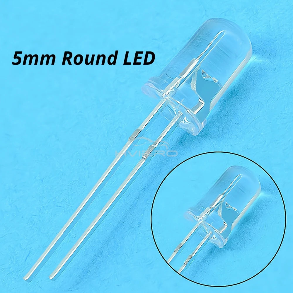 diodes led 5mm ronde bleu vert rouge blanc chaud jaune violet orange transparentes couleurs