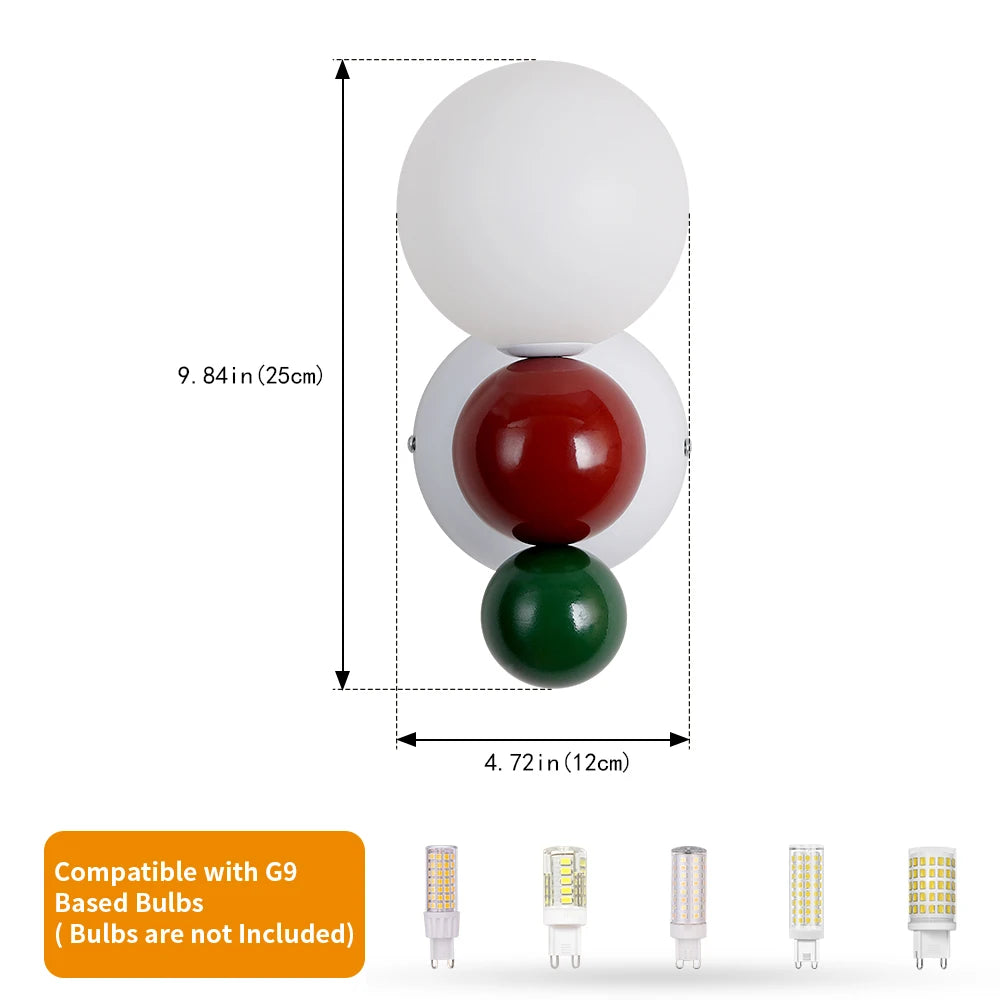 lampe murale moderne sphères rouge blanc vert adhésif métal plastique led chambre salon cuisine