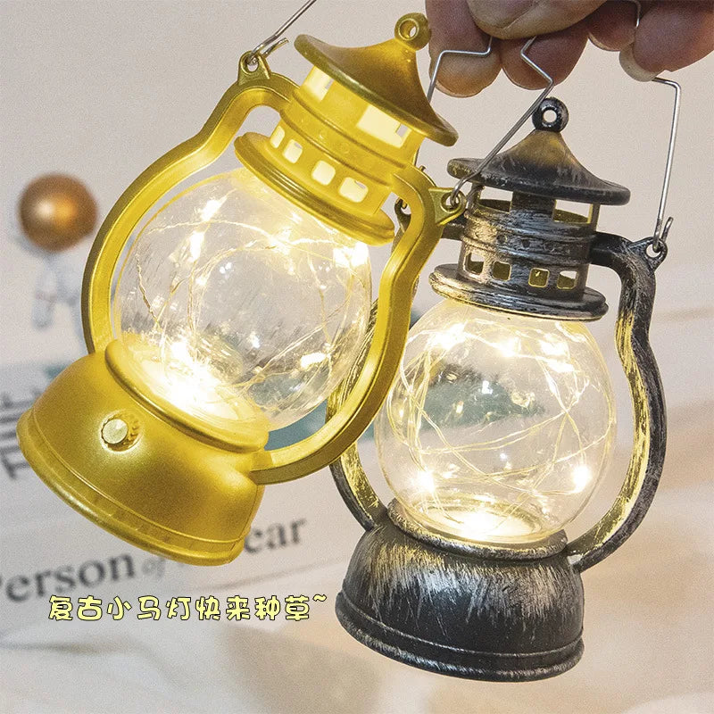 lanterne décorative vintage blanc doré noir citrouille annneau métallique contrôle sans flamme