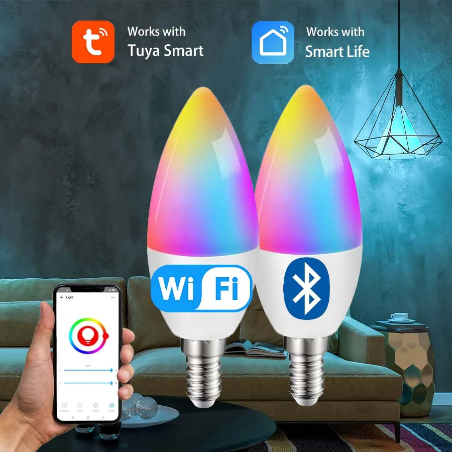 ampoule led intelligente e14 wifi bluetooth controle application rgb blanc moderne minimaliste