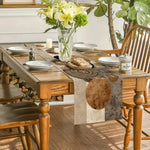 table cuisine moderne lin motifs abstraits beige marron rustique contemporain fermier