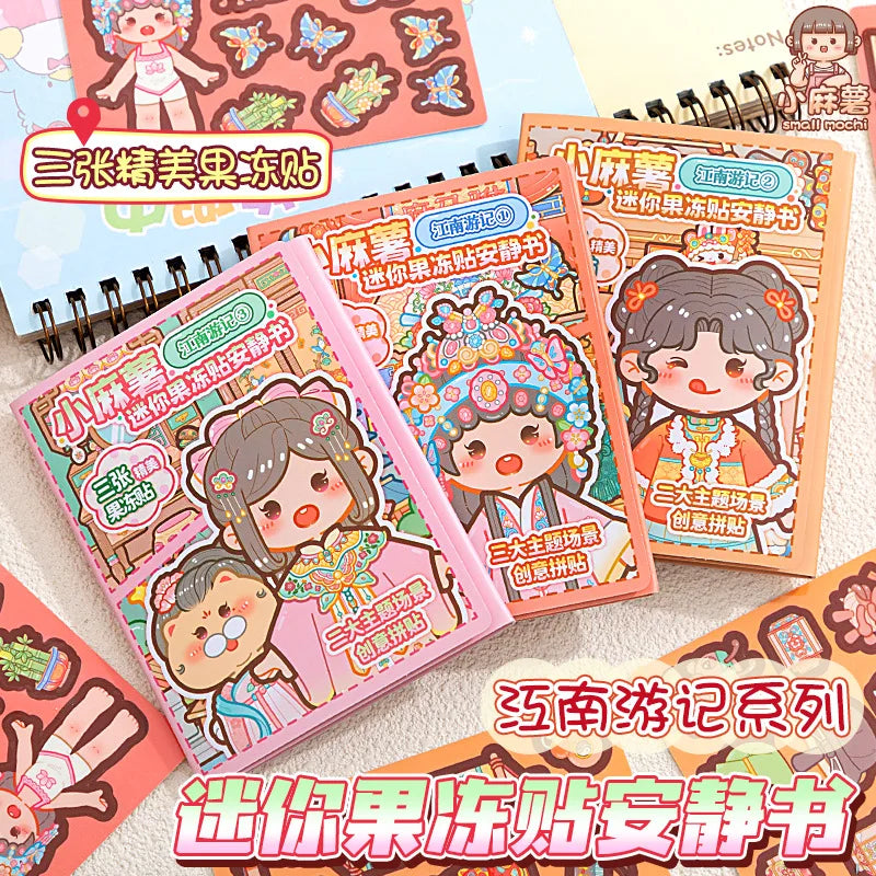 livre stickers rose traditionnels chinois personnages objets floraux adhésifs jeu habillage illustrations mutisme vintage