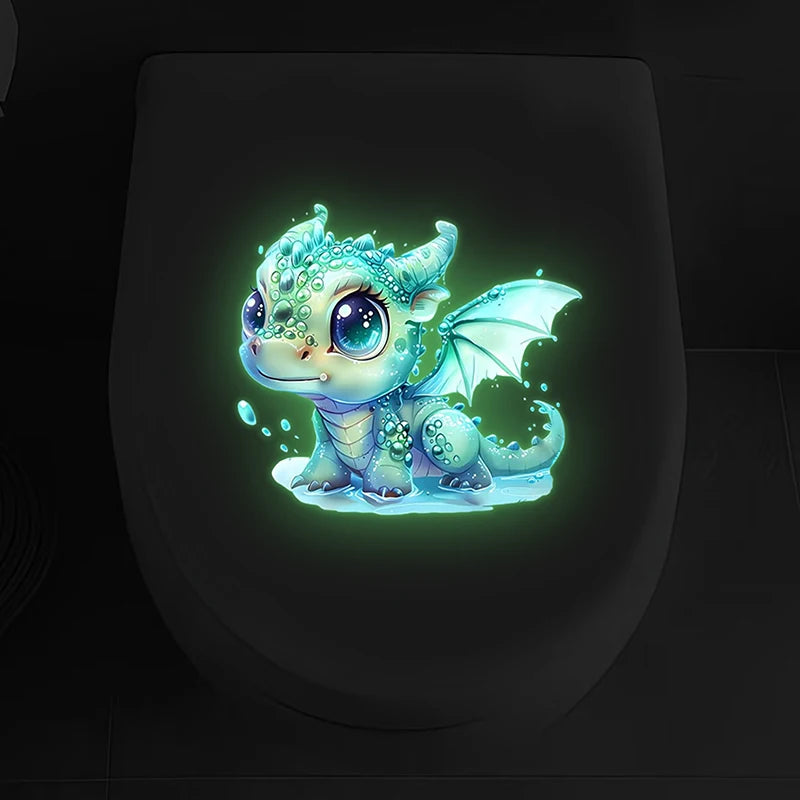 sticker mural dragon bleu vert blanc adhésif amovible dessin animé salle bain chambre decoration