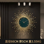 horloge murale moderne ornementale aiguille métal ornement solaire salon or