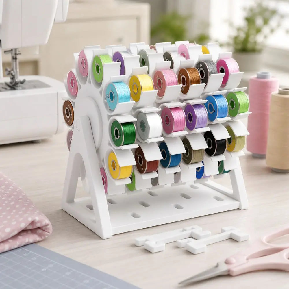 support bobines fil rose moderne réutilisable clips détachables pratique atelier couture