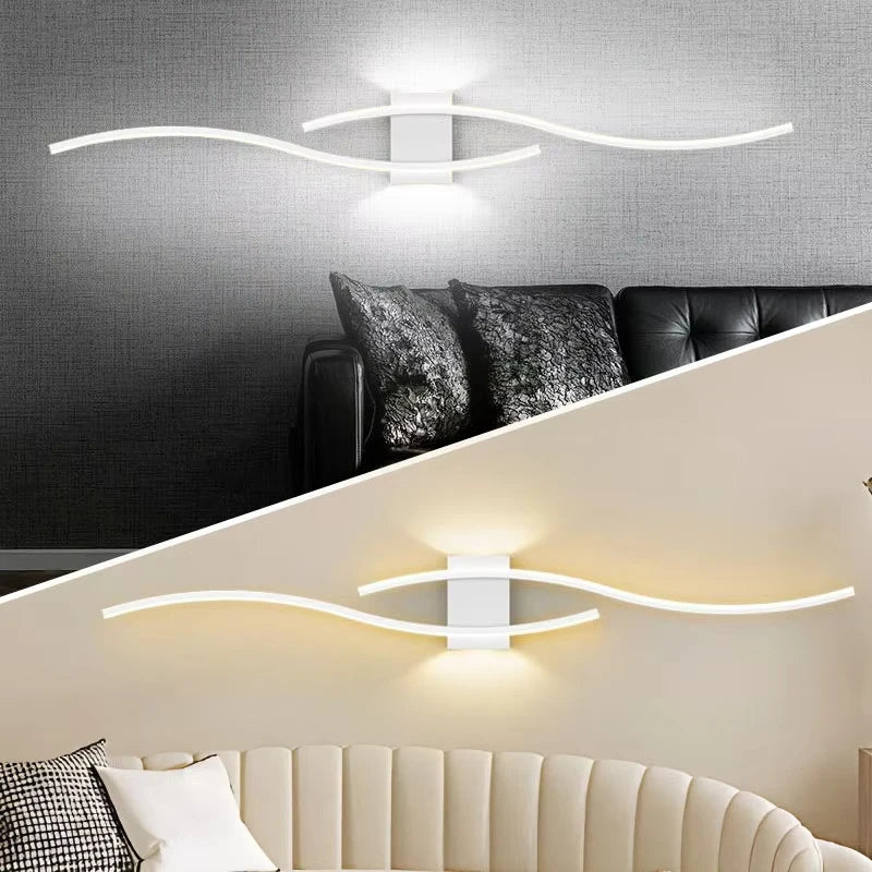 appliques murales led moderne ondulées blanc noir or 2000 82000lm fixées mur
