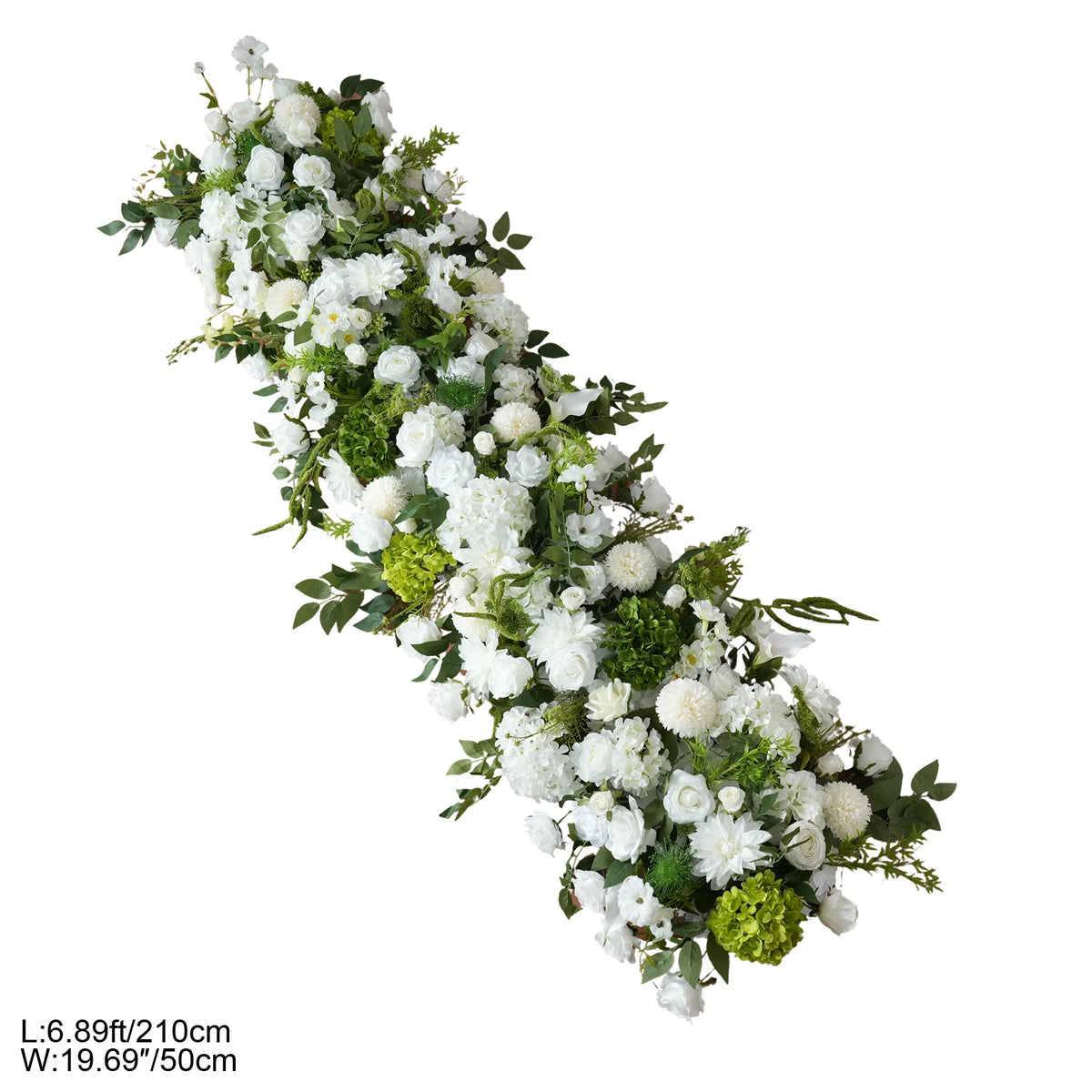 Décoration florale arché vert blanc mariage romantique extérieur classique artificielle feuillets suspension table événement