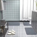 tapis bain moderne gris absorbant antidérapant doux machine lavable mémoire forme salon