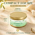 bougie parfumée citronnelle motif floral blanc vert clair contemporain coton boîte métallique patio jardin