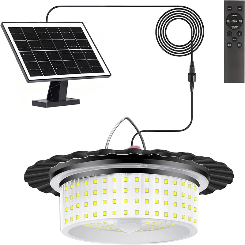 lampe solaire suspendue 244 led noir moderne télécommande détecteur mouvement ip65 abs