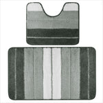 tapis bain ensemble deux pièces gris blanc noir rayé texture duveteuse moderne antidérapant respectueux