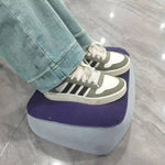 repose pieds gonflable velours gris bleu massage voyage relaxation support opaque ergonomique