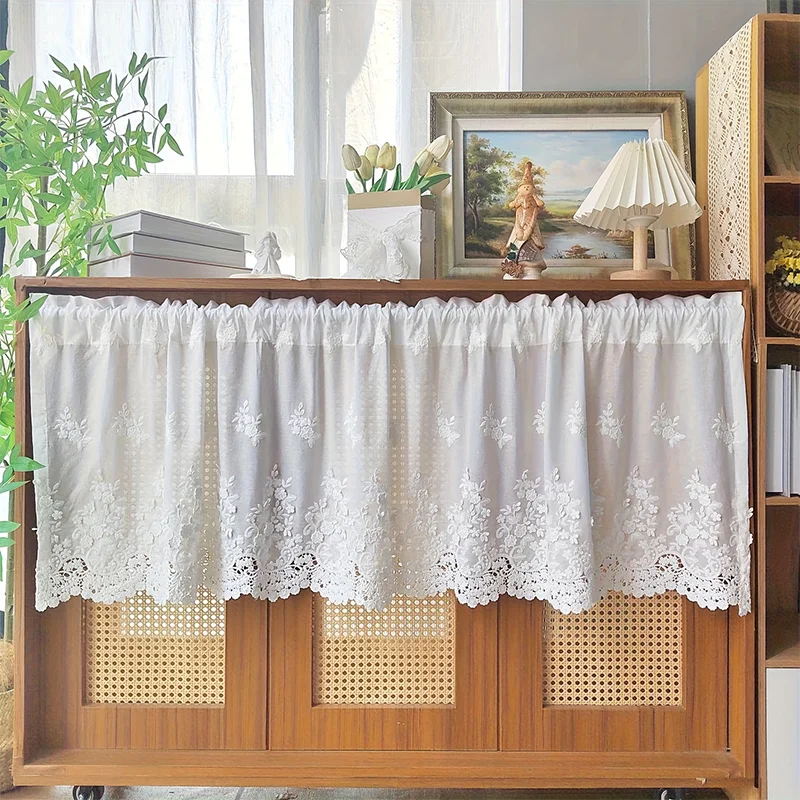 rideau blanc brodé fleurs translucide classique maison 100 150 200cm polyester