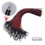 ampoules led pré câblées scintillantes 3mm 5mm noir rouge transparents