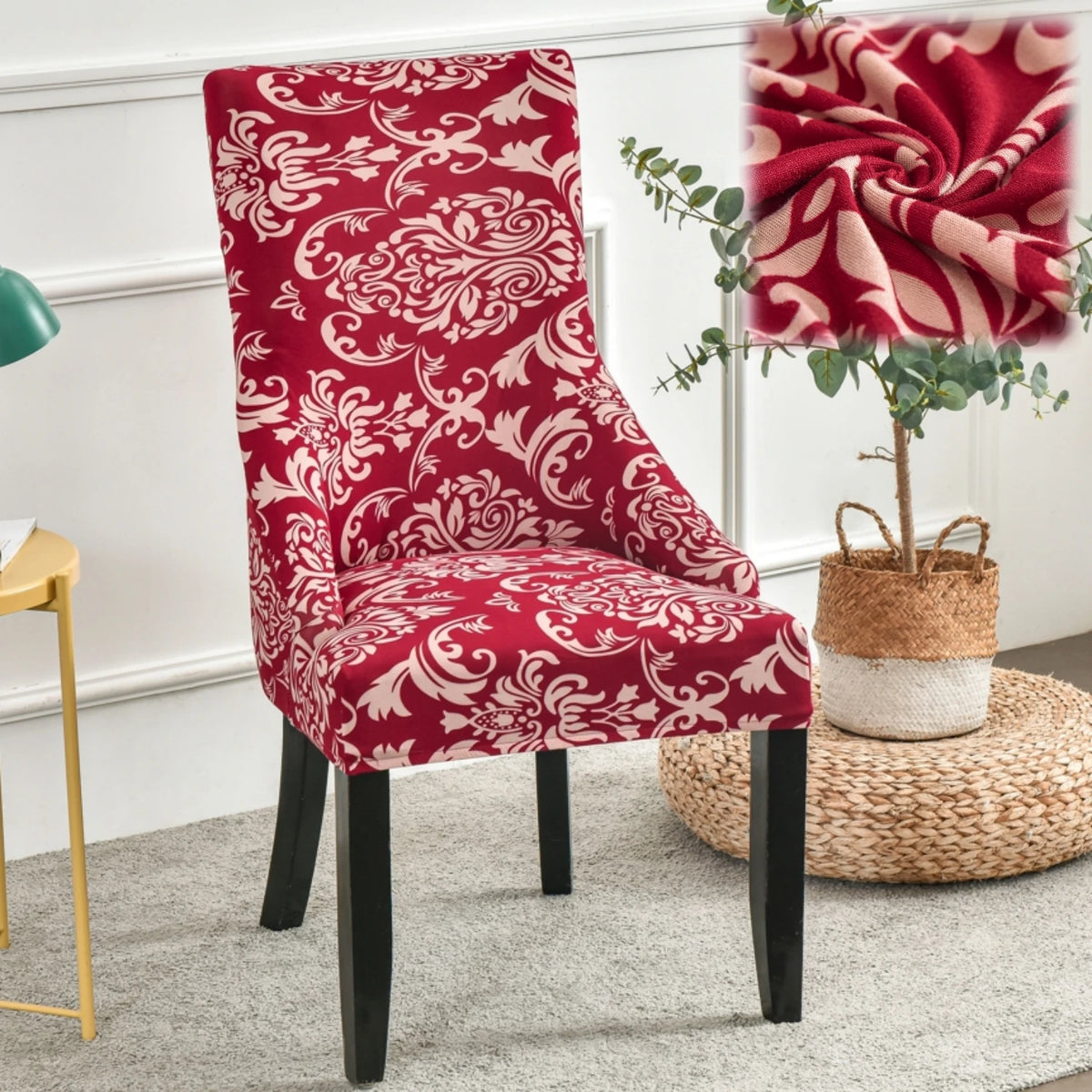 housse chaise velours extensible imprimé floral fauteuil salle manger moderne décoration