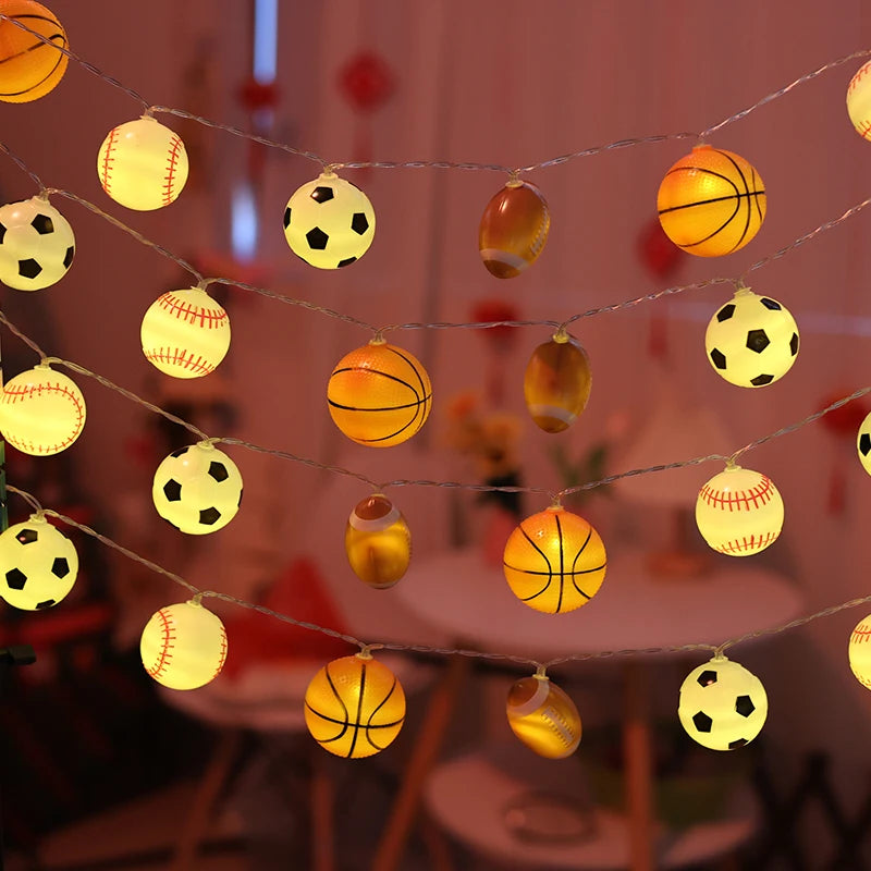 guirlande lumineuse led ballons sport decoration chambre deco halloween noel led blanc orange noir