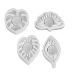 support bougie feuilles stylisées violet vert beige moderne décoratif silicone transparent opacité