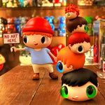 figurines animées grands yeux coiffures variées couleurs vives pack cadeau enfants modernes