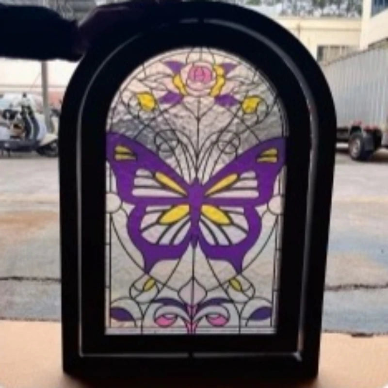miroir mural archéval floral nordique vitrail décoratif transparent bois chambre