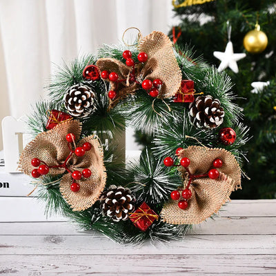 Couronne de Noël champagne or 32cm sur porte d'entrée
