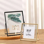 cadre photo pied moderne noir or transparent motifs tropicaux texte 10 pouces